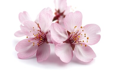 Sakura flower cherry blossom isolated on white background. Shallow depth. Soft toned, clipping path. Generative Ai