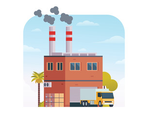 Fototapeta premium Factory building vector illustration, element for city, infographic and industry illustration 