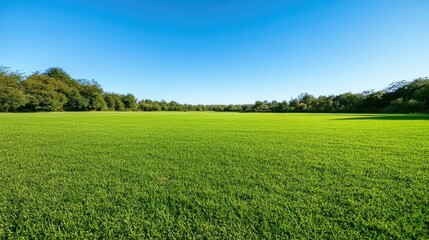 Obraz premium Lush Green Field Under Clear Blue Sky