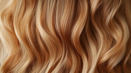 Fototapeta premium Close-up of wavy, light brown, and blonde hair.