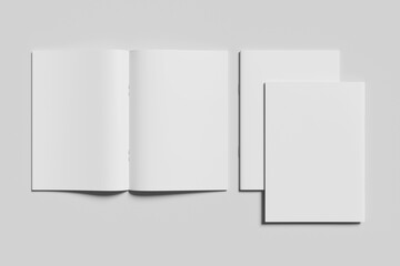 Blank A4 magazine brochure for mockup - 3D rendering