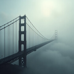 Obraz premium Foggy bridge over a body of water