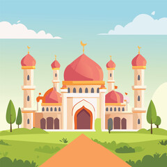 Fototapeta premium Mosque front view in a sunny day
