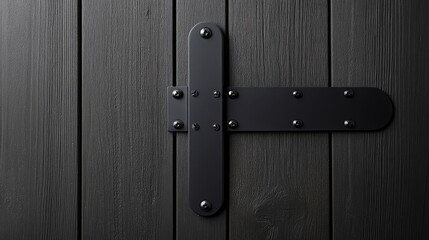 Rustic Black Wooden Door with Metal Hardware