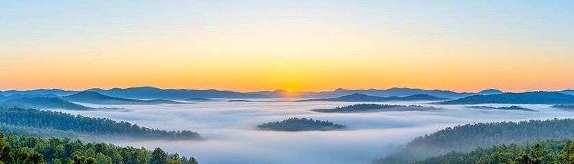 Obraz premium Soft fog background covering a valley at dawn