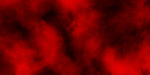 Red smoke in dark background background with red stains, Toned fiery red sky with stains, red painted paper texture with grunge effect, Red powder explosion on black background.