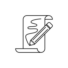 Outline Icon paper and pencil represents a sketch on a paper.