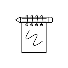 Outline Icon paper and pencil represents a sketch on a paper.