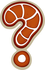 Christmas cookie font, gingerbread biscuit question mark for Xmas type, vector typeface. Christmas font question sign as gingerbread cookie biscuit for Xmas and New Year holiday greeting typeface