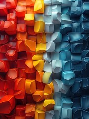 Obraz premium A vibrant abstract composition of colorful, three-dimensional shapes blending together.