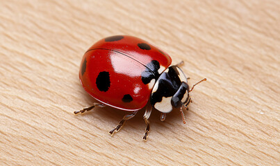 ladybug on a wood background-generative ai