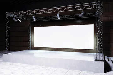 Stage with Truss and Screen in Modern Interior. 3D Rendering