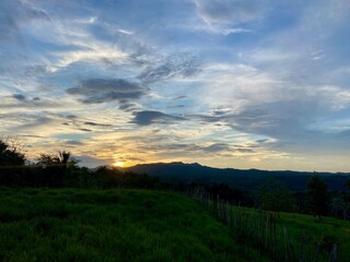 Sunset in the mountains. Sabana Grande de Boya, Dominican Republic