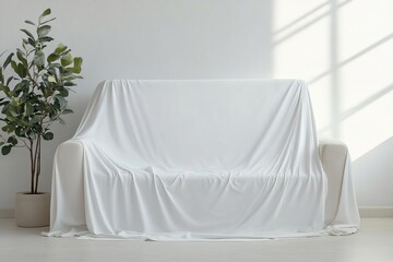 Modern White Sofa, Oversized Blank Mockup
