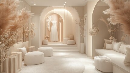 A minimal, modern bridal suite with soft textures.