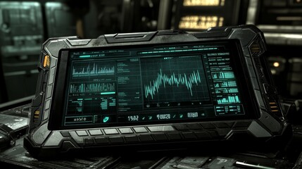 Obraz premium Futuristic Technology Interface Display with Data and Graphs