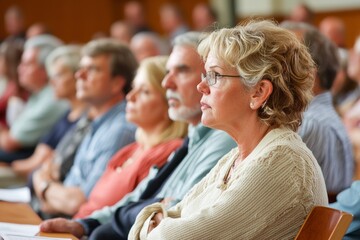 Fototapeta premium Fair Wage Advocates Engaging in Civic Advocacy at Town Hall Meeting\