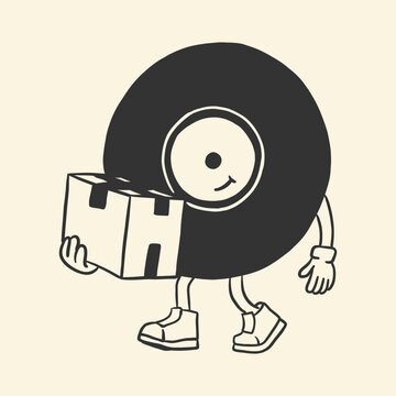 vinyl record retro cartoon illustration