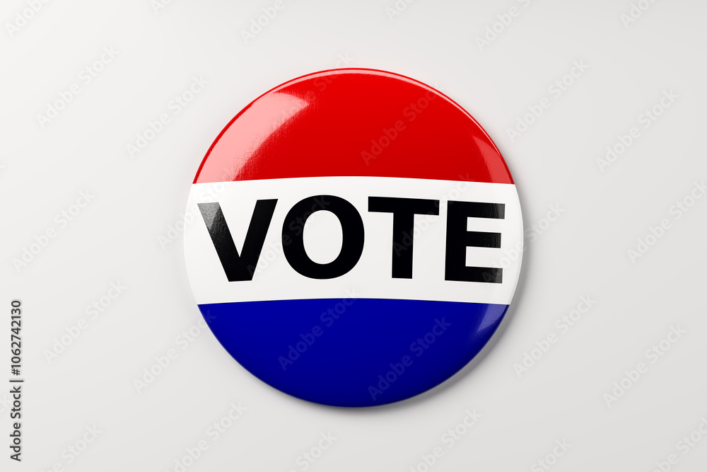 Aufkleber Vote Button on Plain Background. 3D Rendering