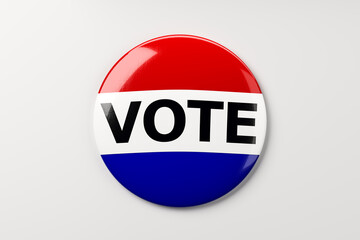 Vote Button on Plain Background. 3D Rendering