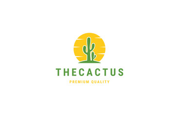Cactus sun logo icon design template flat vector