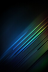 Abstract background with blue and green gradient lines, blurred light effect on a dark black background. Minimal design.