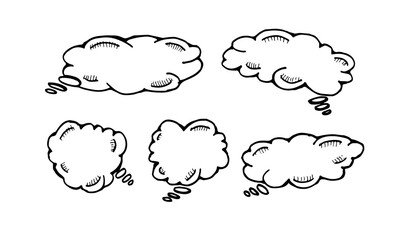 Outline doodle cartoon comic set collection of bubble chat vector.