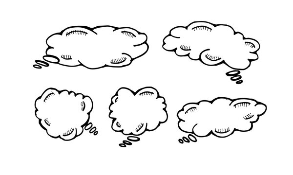 Outline doodle cartoon comic set collection of bubble chat vector.