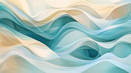 Fototapeta premium Abstract blue and beige wavy background.