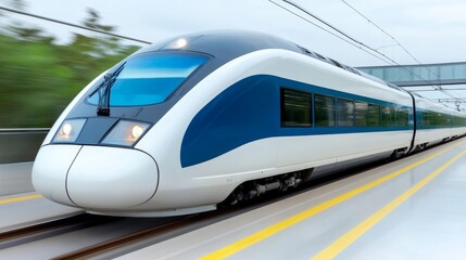 Naklejka premium Modern High Speed Train Arriving at Platform