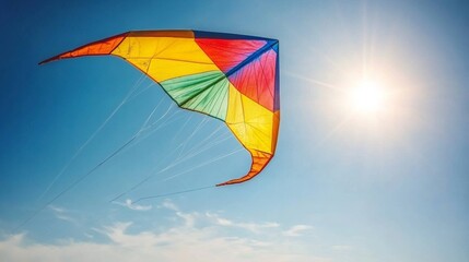 Obraz premium Colorful Kite Flying High in Sunny Sky