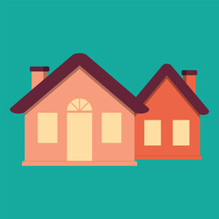 Simple House Or Hotel Facade With Windows And Warm Light