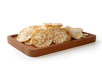 tempeh or tempe chips isolated on white background