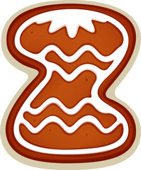 Christmas font, gingerbread cookie type letter Z of Xmas biscuit, vector bakery typeface. Christmas font letter Z as gingerbread cookie, cartoon biscuit decoration for Merry Christmas winter holiday