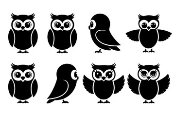 Minimalist Owl Silhouettes in Vector for Creative Art
