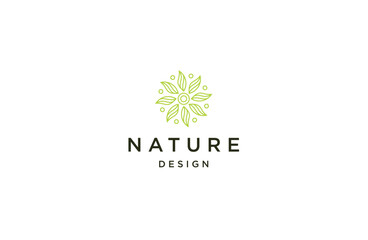 Fototapeta premium Nature flower line logo icon design template flat vector
