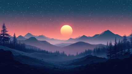 Fototapeta premium Retro dreamy background landscape astronomy outdoors.