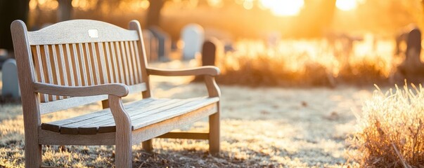 A wooden bench near a gravesite, offering a place for quiet reflection and a final goodbye