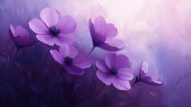 Flowers background with purple color irys flowers oil painting
