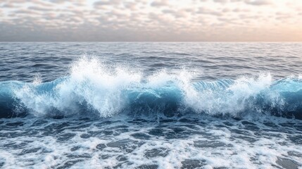 Fototapeta premium Dynamic ocean wave crashing against the shoreline isolated on transparent background