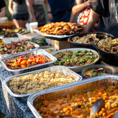 Fototapeta premium A potluck with a variety of foods