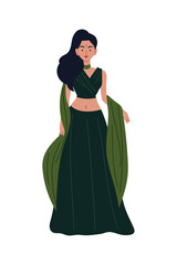 indian woman with elegant green saree