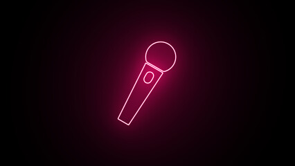 Neon hand microphone icon on black background. Graphics for Sound, Music, Volume, and Broadcast Applications