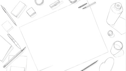 Set of blank items for branding on white background