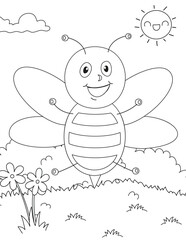 Bee coloring page for kids