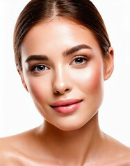 Obraz premium Portrait of beautiful woman, Beauty fresh skin, Skincare and facial treatment concept.