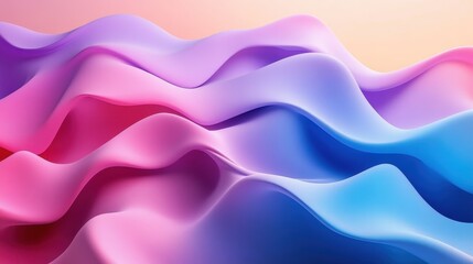 Generative AI illustration of colorful abstract background with pink and blue multicolored wavy surfaces