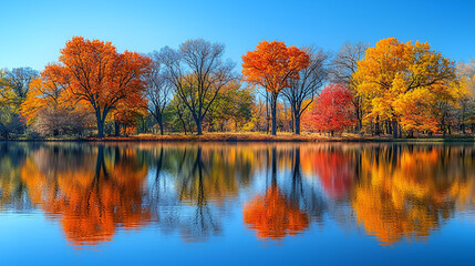 Autumn Reflections on a Tranquil Lake