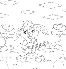 Rabbit playing music  Coloring pages