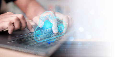 cloud technology concept Global network of global business Megatrends on the Internet for Telecommunication..